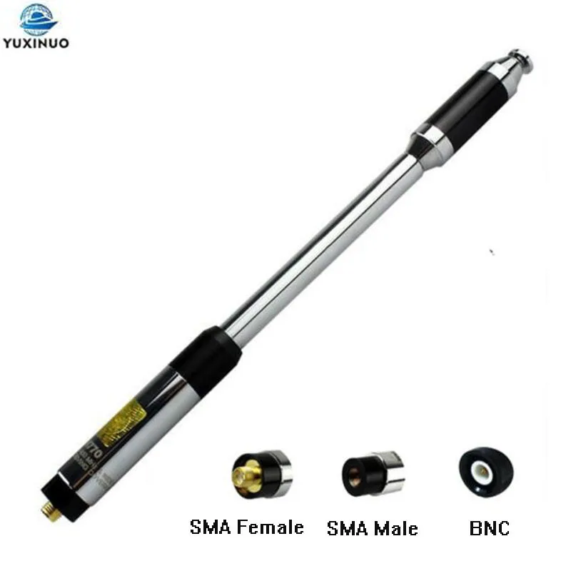 Antena Telescópica de Banda Dupla Alto Ganho Sma-macho Sma-fêmea Bnc Rh770 Baofeng Uv5r Uv82 888s Rádio Tyt Rh770 144 Mhz 430mhz