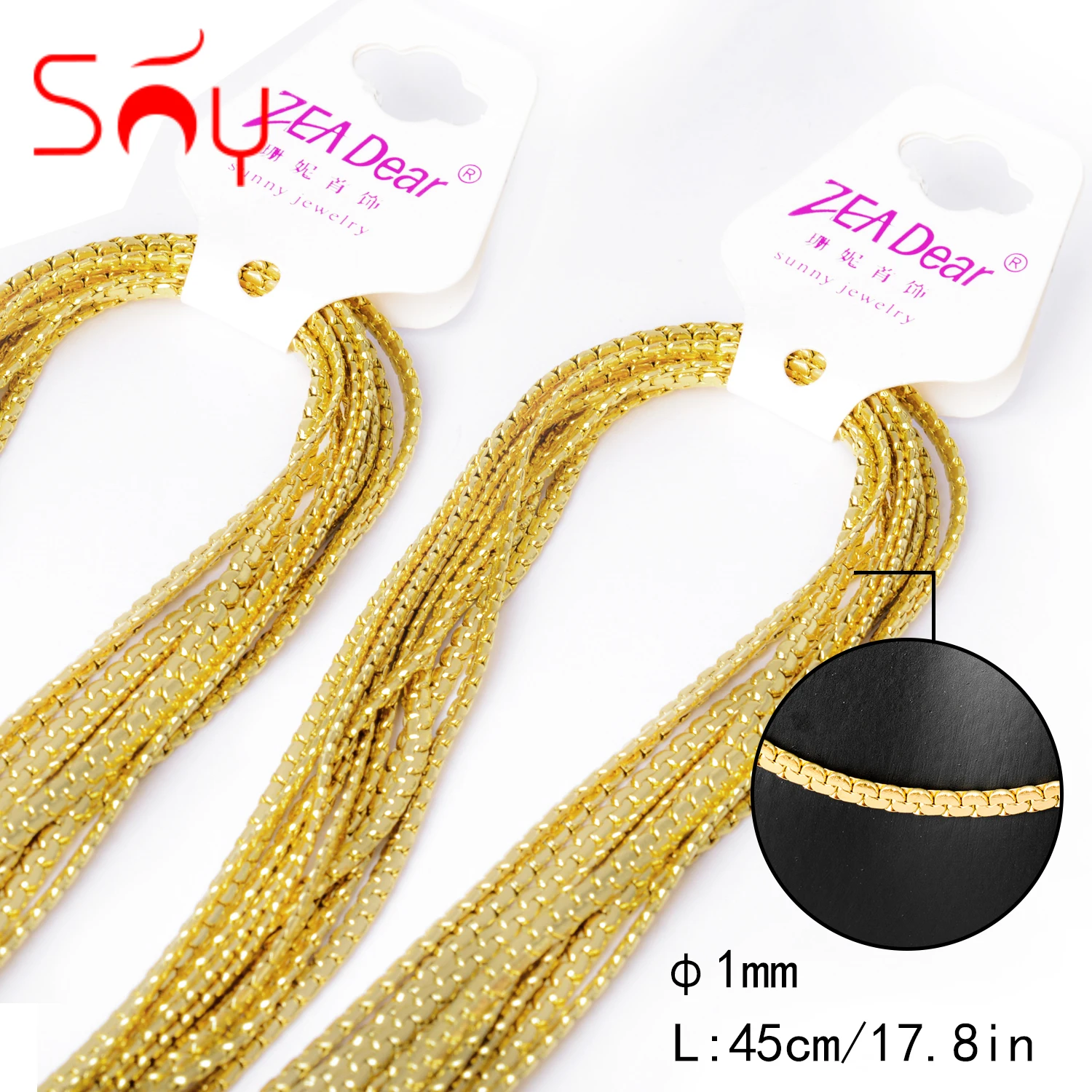 

Sunny Jewelry 10pcs 45cm Gold Plated Copper Necklaces In Bulk for Women Classic Trendy For Daily Wear Gift Wholesale