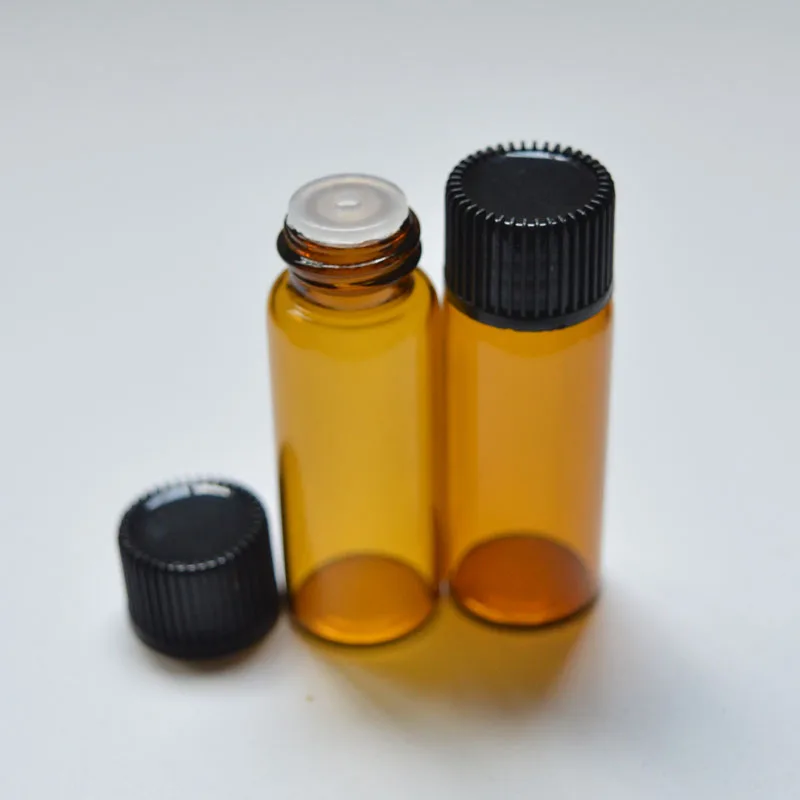 

Fashion 5ml Amber Glass Bottle with Orifice Reducer and Cap Small Essential Oil Bottle 50pcs