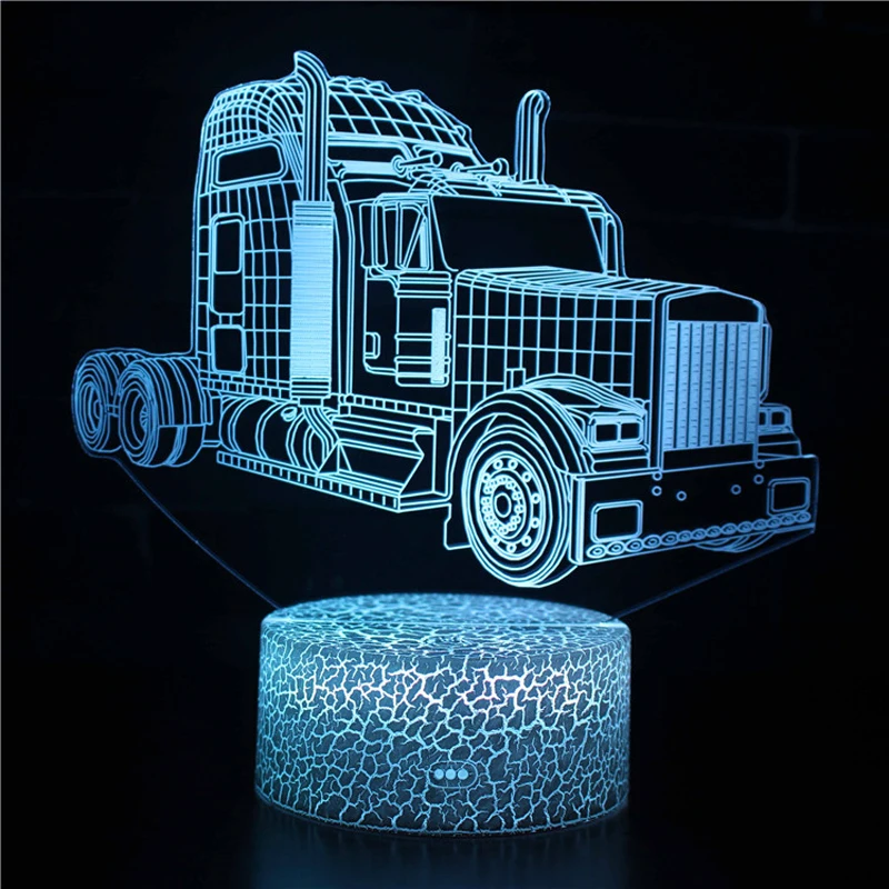 3D Illusion Night Lamp Bus Truck Modeling Touch Remote Control Colorful Led Lights Changing Night Light Bedroom Decoration Gifts