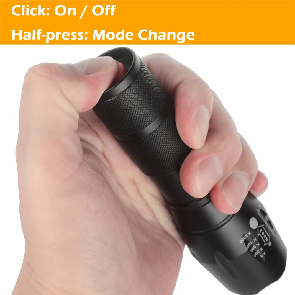 UltraFire-Multicolor Multifuncional Lanterna Tática, Lâmpada de Caça e Pesca, Lanterna, Zoomable, LED, 3 em 1, 4 Cores, A100