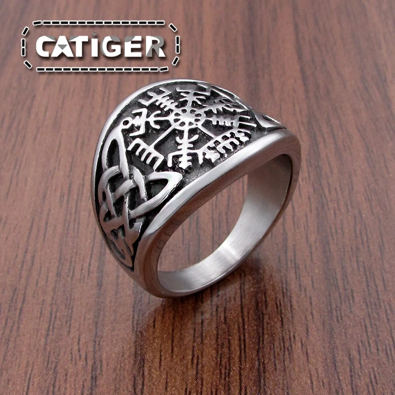Vintage 316L Stainless Steel Nordic Viking Ring Custom Amulet Rune Scandinavian Odin Symbol Rings Men Jewelry
