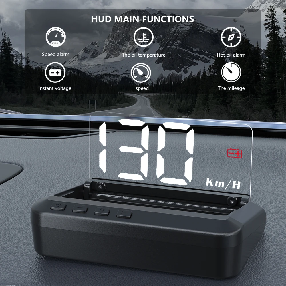 GEYIREN C100 OBD2 HUD Head Up Display Car Speedometer Fuel Consumption EOBD Projector Driving On-board Computer Auto Accessories