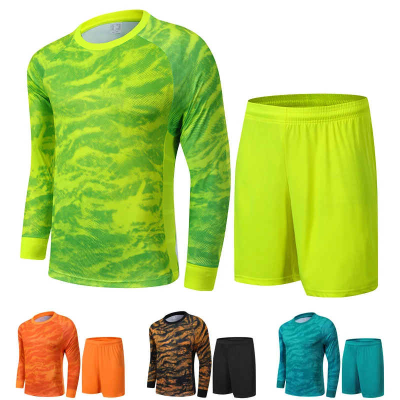 22-23 Adult Goalkeeper Uniform Soccer Jersey Set Professional Goalie Football Uniform Sponge Protection Shirt Pants Shorts Men