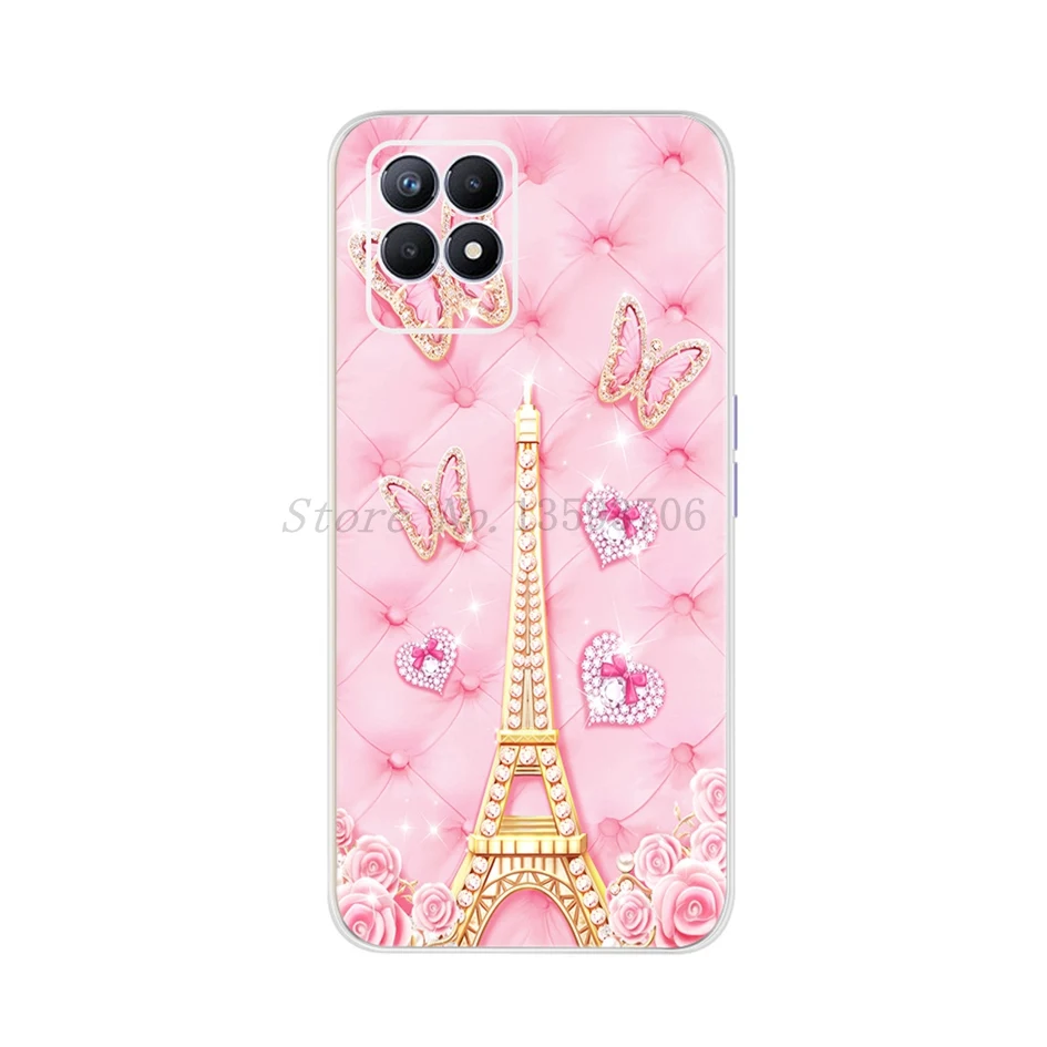 For Realme 8i Case Cover For OPPO Realme 8 Pro 2021 Bumper Fashion Sunset Printed Soft Back Fundas on Realme8 4G RMX3085 Housing