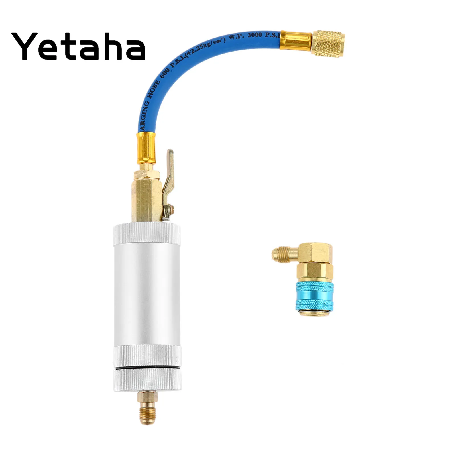 

Yetaha Air Conditioning A/C Oil Injector With Coupler Adapter R134A R12 R22 Injection Tool 2OZ 1/4" Liquid Coolant Filler Tube