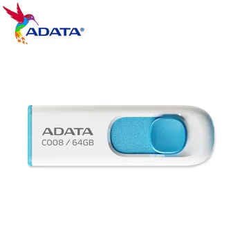 ADATA orijinal C008 USB Flash sürücü 64GB 32GB 16GB 8GB kapaksız sürgülü kalem sürücü klasik USB 2.0 Flash sürücü yüksek hızlı Pendrive