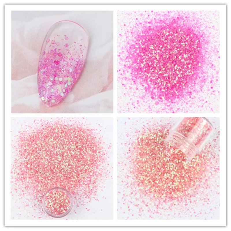 50g Hexagonal Red Series Christmas Sequins Mixed Crafts Nail Polish Holographic Pigment Powder Set Decoration Nail Decoration