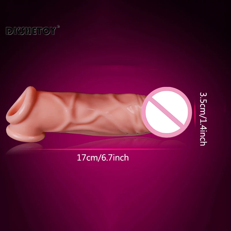 Realistic Penis Extender Sleeve Smooth Delay Adjustable Reusable Ejaculation Condoms Sex Toys For Man Cock Sleeve