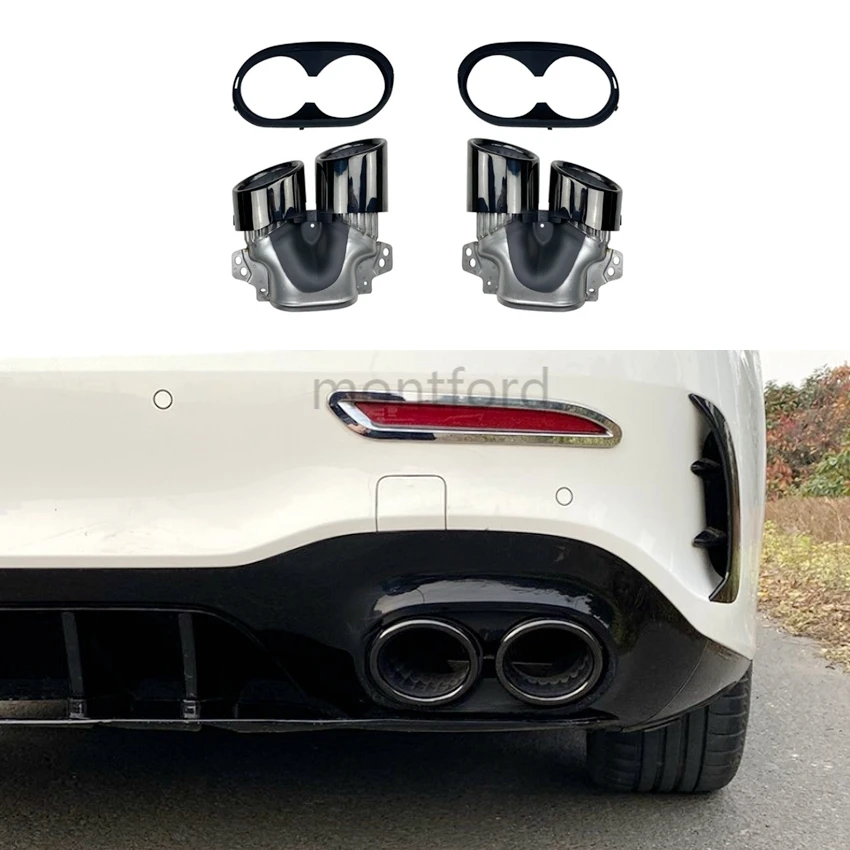 

Rear Bumper Turbo Muffler Exhaust Tips Pipe Exits For Mercedes Benz W177 A35 C118 CLA35 X247 GLB35 A45S AMG Refitting 2020+