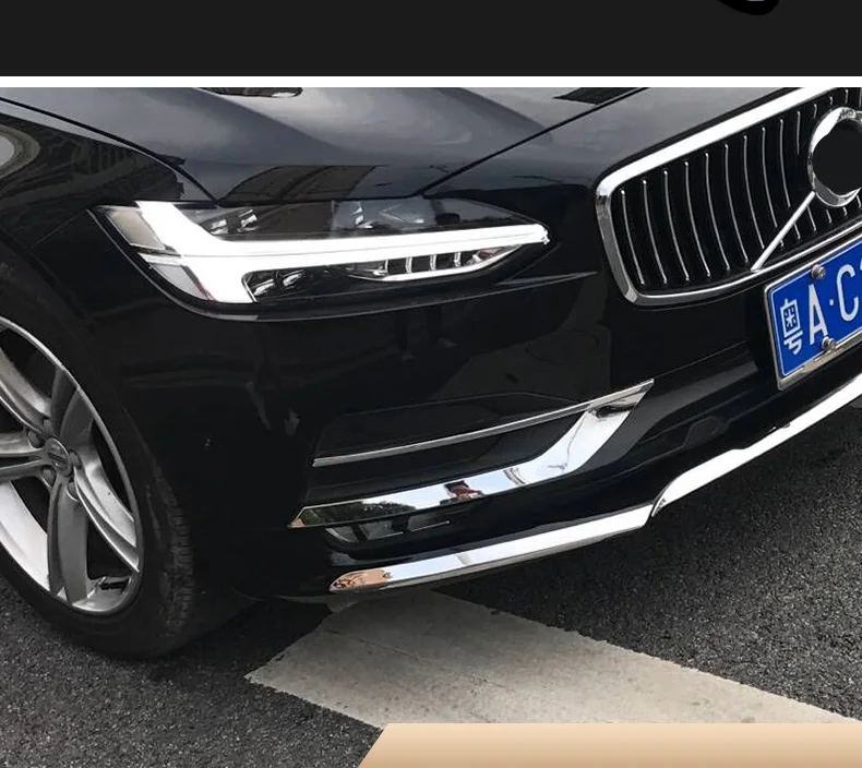 Chrom-Dekoration für Volvo S90 V90 V90CC 2016 2017 2018 2019 2020 Front-Eckleiste Glänzender Streifen Frontstoßstangen-Streifen Auto-Zubehör – Detail 15