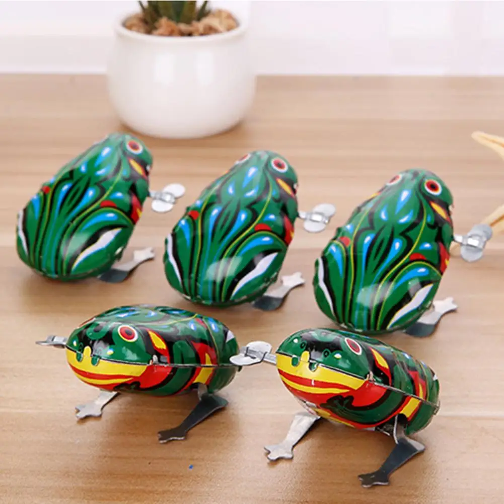 Kids Classic Frog Toy Wind Up Clockwork Toy Animal Jumping Frog Children Boys Educational Toy