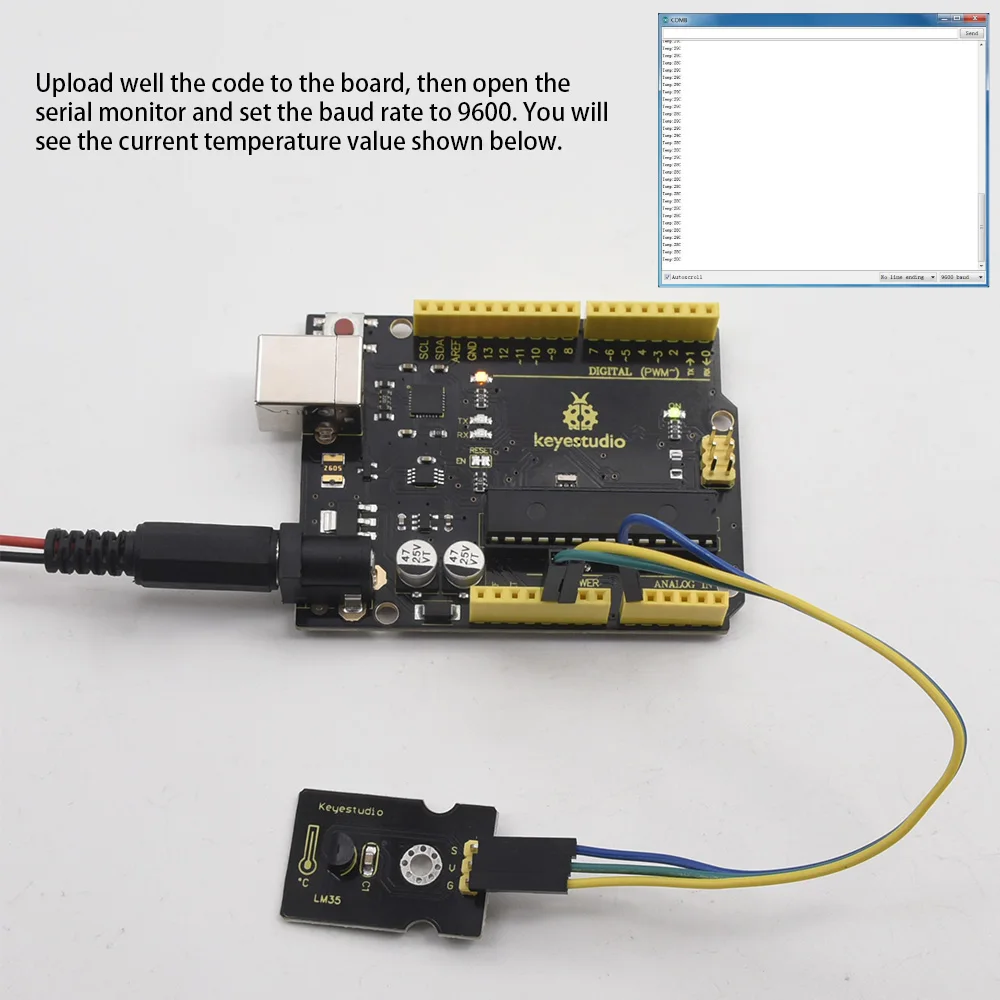 Keyestudio LM35 Linear Temperature Sensor Module for Arduino