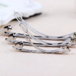 10 PCS 60-100mm High quality french barrettes, Silver Curved top Metal,Hair Barrettes,Blank Barrettes,Baby Clips