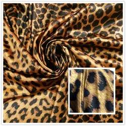 Large Stretch Satin Glossy Spandex Leopard Print Fabric Latin Dance Clothes DIY Costume Fabric