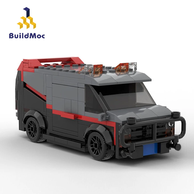 BuildMoc Technical Car A-Team Van SWAT Team Truck High-Tech Building Blocks MOC City Police Station Car Brick Toy For Children