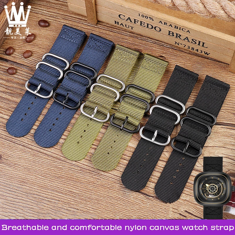 Canvas nylon watchband black blue Army green Outdoor Sports Strap 18mm 20mm 22mm 24mm 26mm strap watch belt Bracelet accessories