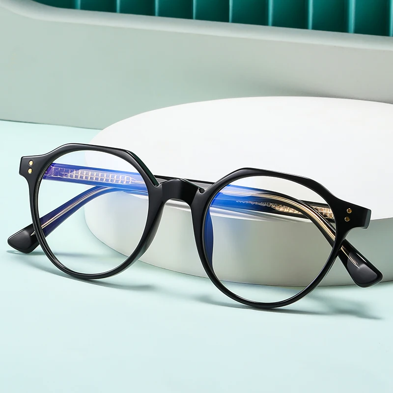 Gafas Retro TR90 para hombre y mujer, lentes antirradiación con bloqueo de luz azul, redondas y transparentes, a la moda, 2022