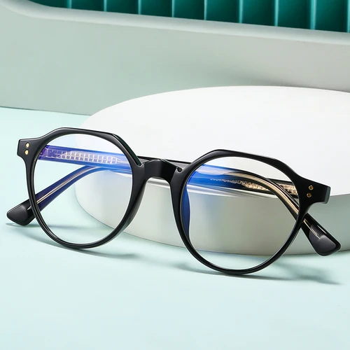 Imagen 2 del producto Gafas Retro TR90 con bloqueo de luz azul para hombre y mujer, anteojos antiradiación, redondos, transparentes, a la moda, 2022