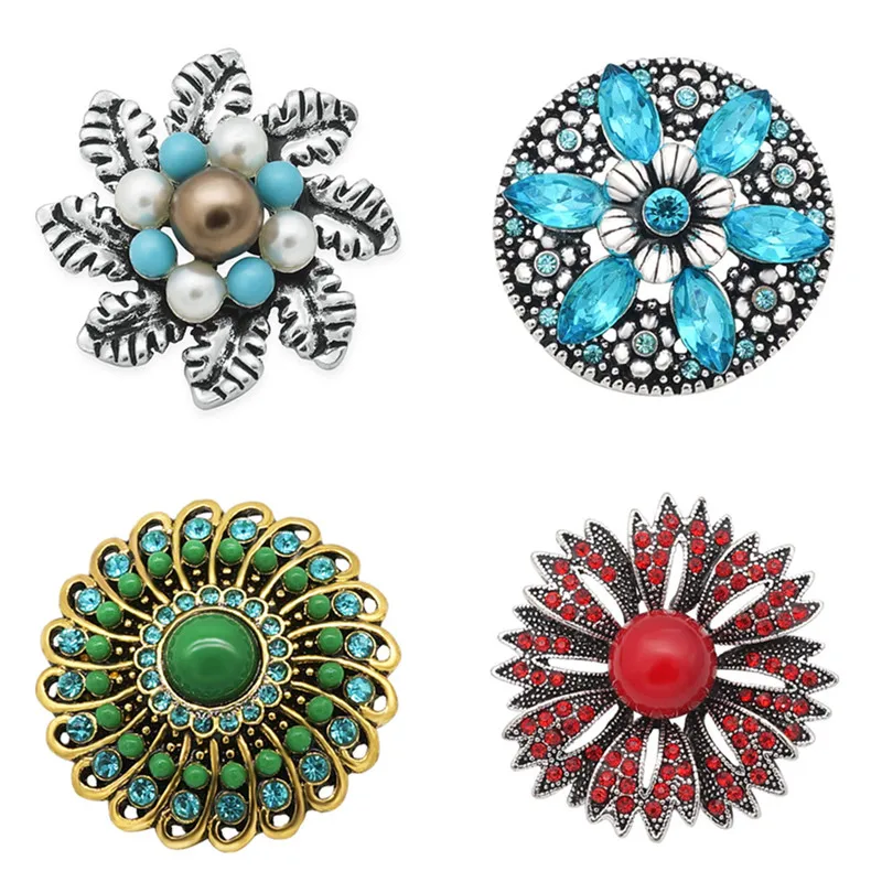 New Round big style Flower Rhinestone Heart Mom 30MM snap buttons fit DIY 18MM snap bracelet snap jewelry Gift