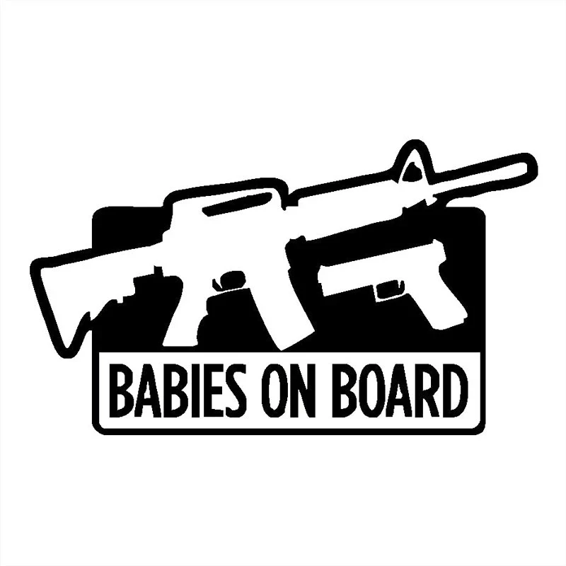 

9.7x17.8cm Car Sticker Baby on Board Pro Gun Fun PVC Car Sticker Motorcycle Decal Car Styling