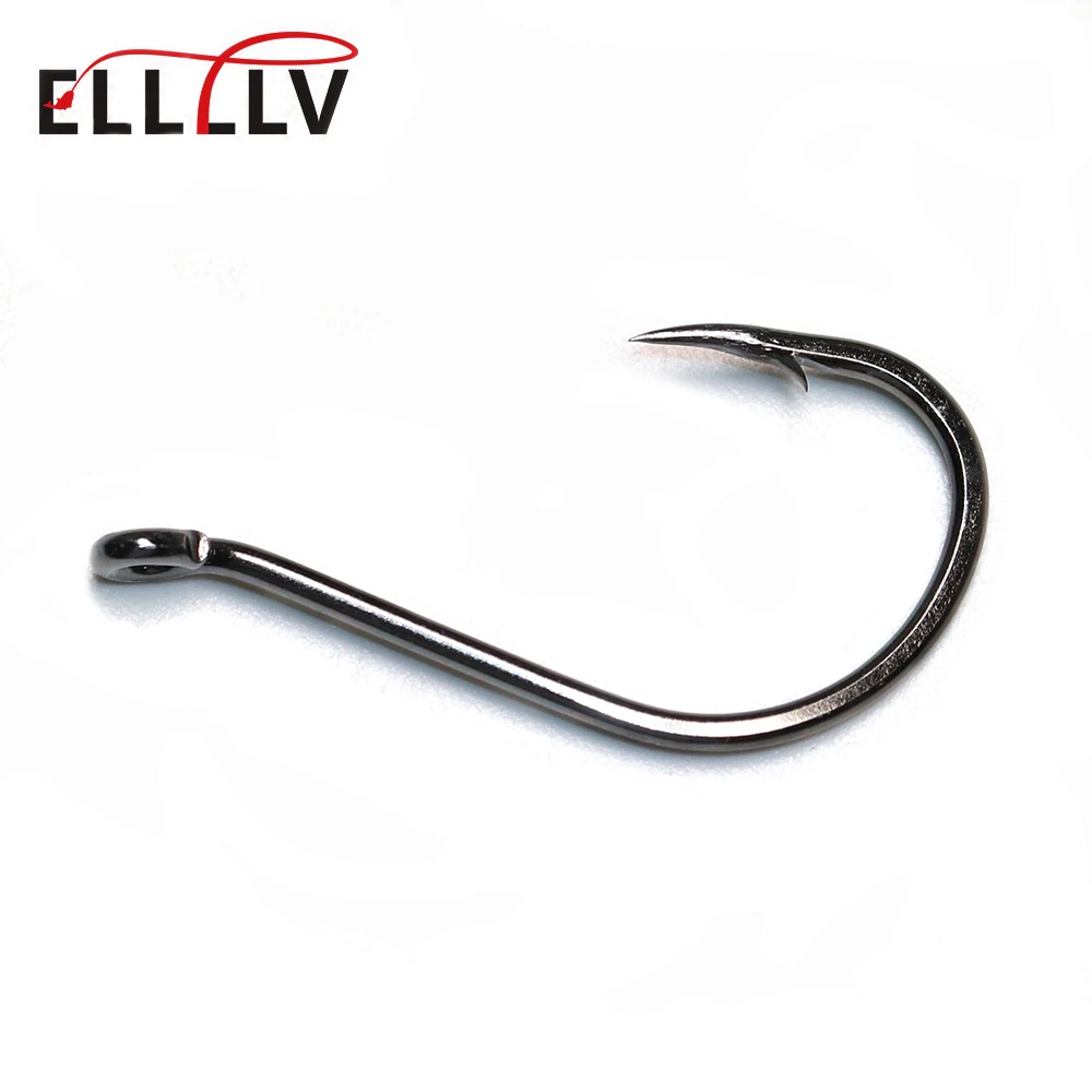 Elllv 20pcs 1/0 -10/0 Octopus Beak Hook Black Nickel Offset Fish Hooks Saltwater Fishing Hook