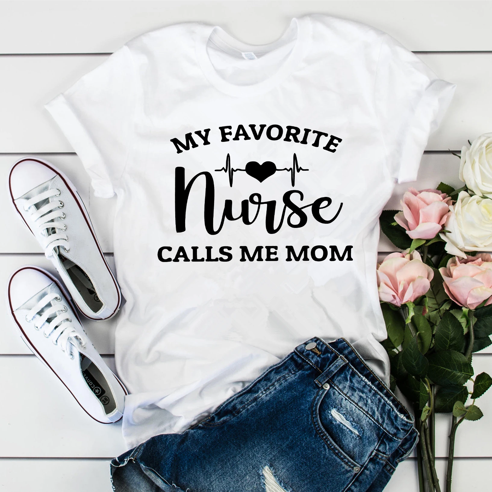 2020 minha enfermeira favorita chama-me mãe camisa engraçado mãe camiseta mãe da enfermeira camisas legal enfermeira tees ulzzang tshirt tumblr topos