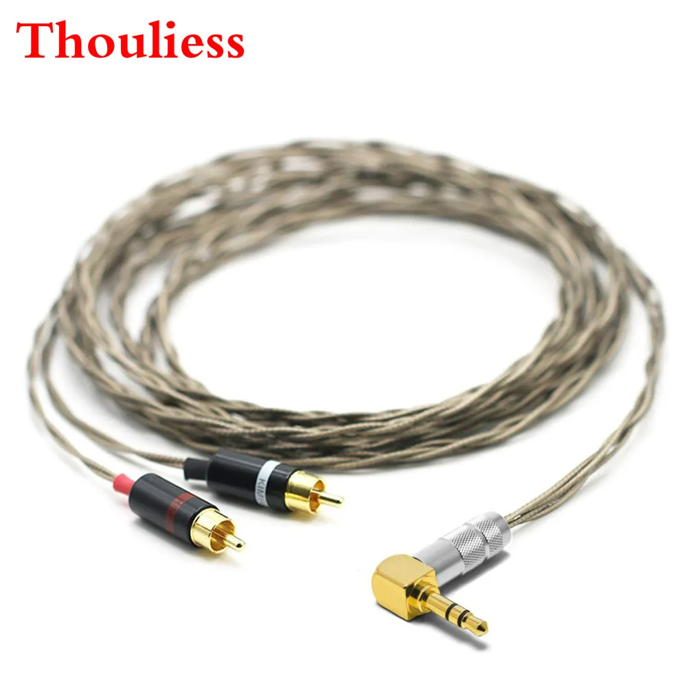 

Thouliess DIY HIFI 3.5mm to 2 RCA Male Cable Nordost Odin Siver-plated 3.5mm to Double rca Male Audio Aux Cable