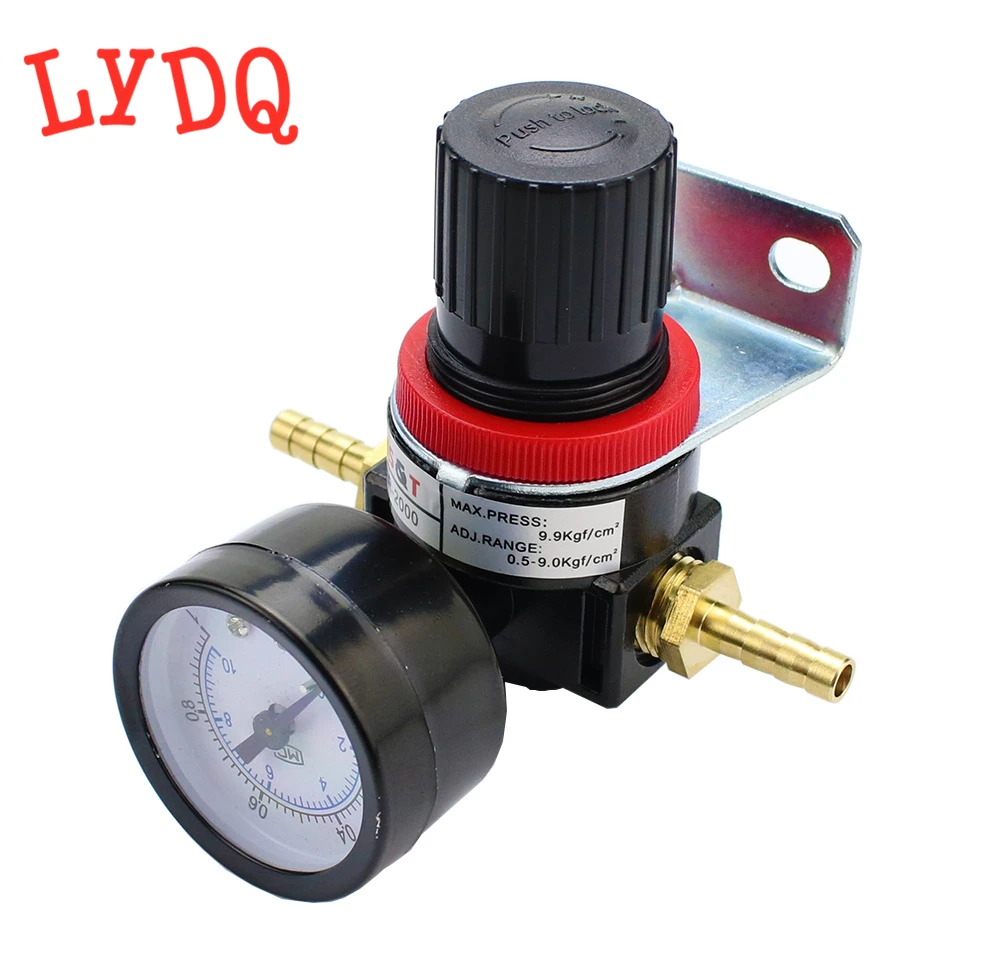 AR2000 1/4'' Air Pressure Regulator Control Compressor Pump Gas Regulating Treatment Unitswith Gauge Adjustable