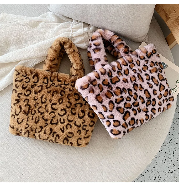 2019 New Winter Luxury Leopard Fur Handbags Women Bags Designer sac a main Party Messenger Bag Ladies Shoulder Bags Brand