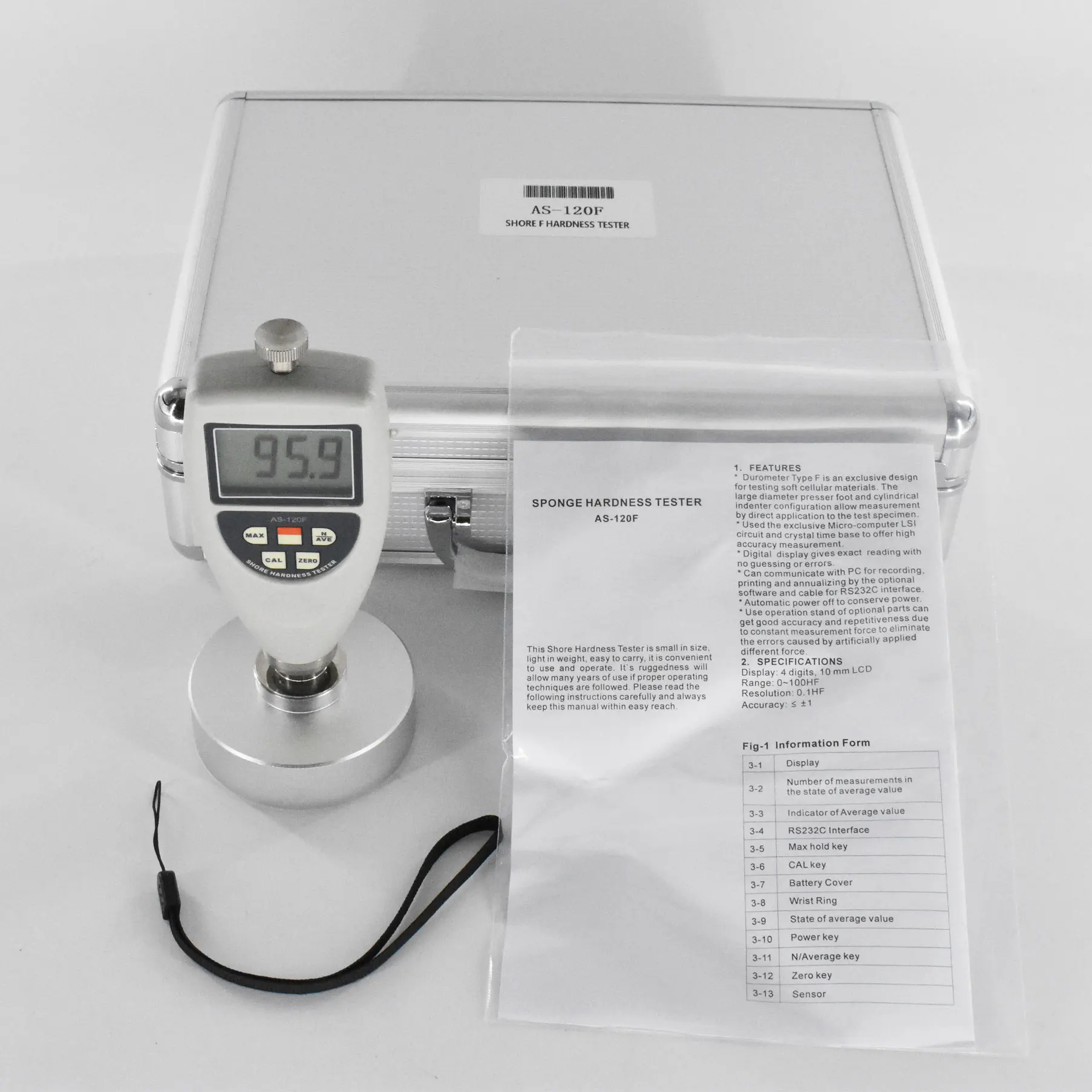 Gamma 10 ~ 90H di misura del Tester di durezza della spugna di AS-120F per la gomma molle della spugna della schiuma