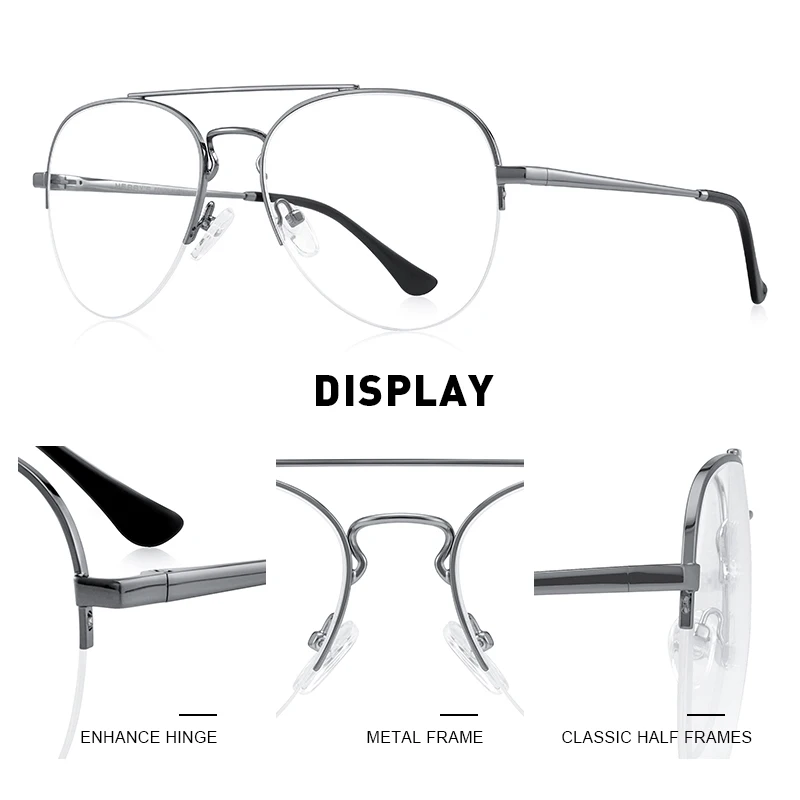 MERRYS DESIGN mężczyźni klasyczny Pilot pół okulary rama kobiety moda krótkowzroczność okulary na receptę ramki okulary optyczne S2412 — zdjęcie 3