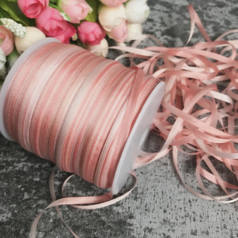 

4mm to 13mm silk ribbon variegated color,100% real pure silk thin taffeta soft silk ribbons for embroidery