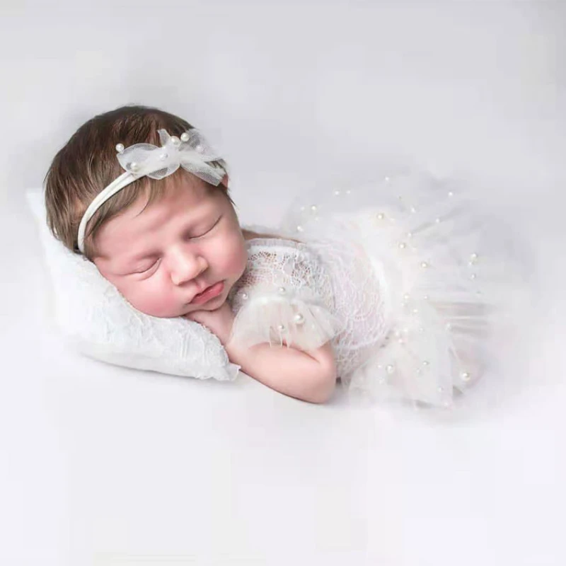 Newborn Photography Props Baby Girl Lace Romper Bodysuits Outfit Photography Clothing for First Picture Shooting Bebe Foto Gift