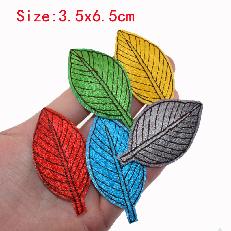 5Pcs Beautiful Leaf Embroidered patches for clothes Iron on applique sticker DIY Badges decorative accessories