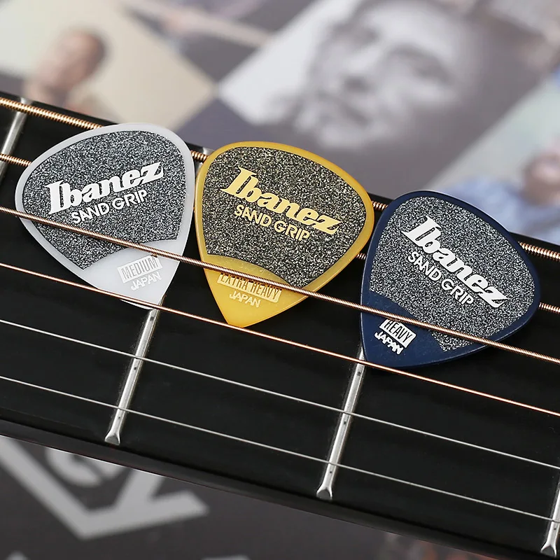 Ibanez Guitar Picks Grip Wizard Series Sand Grip Anti-slip Plectrum 0.8/1.0/1.2mm Guitar Accessories Made in Japan