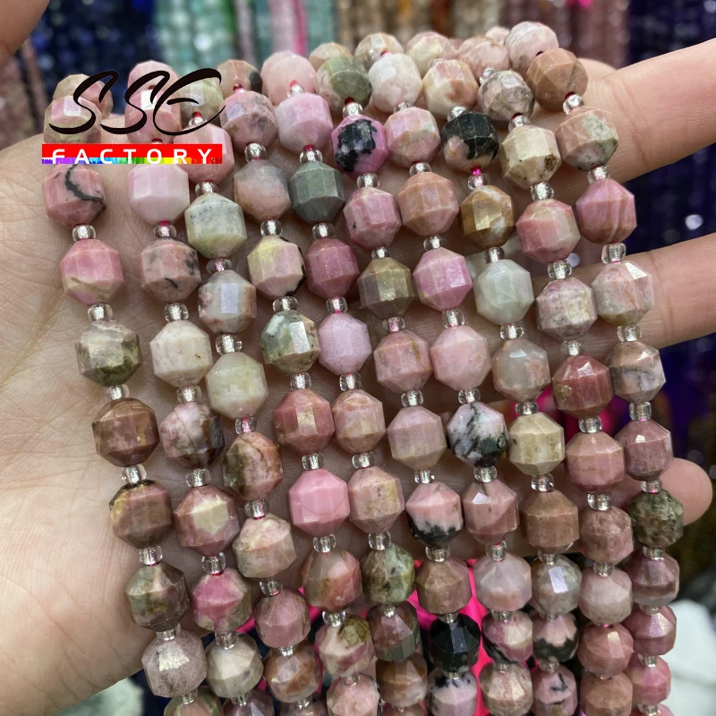 

Natural Stone Faceted Red Rhodonite Beads Loose Spacer Charms Beads for Jewelry Making Diy Bracelets Accessories 8mm 15 Inches