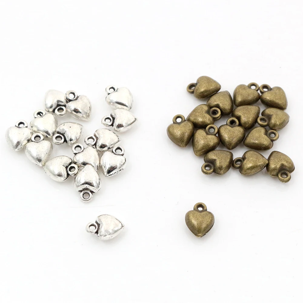 

9x7mm 30pcs Antique Silver Plated Bronze Plated Heart Handmade Charms Pendant:DIY for bracelet necklace-