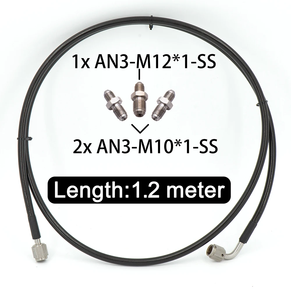 Master to Slave Cylinder Complete Stainless Clutch Line for 06-15 Honda Civic Si, Includes M10 Fitting (2pcs) and M12 Fitting (1