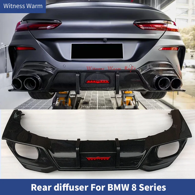 for Bmw 8 Series 840i 4-door High Quality Dry Carbon Rear Diffuser Lip with Tail Pipes Car Styling Car Body Kit 2019