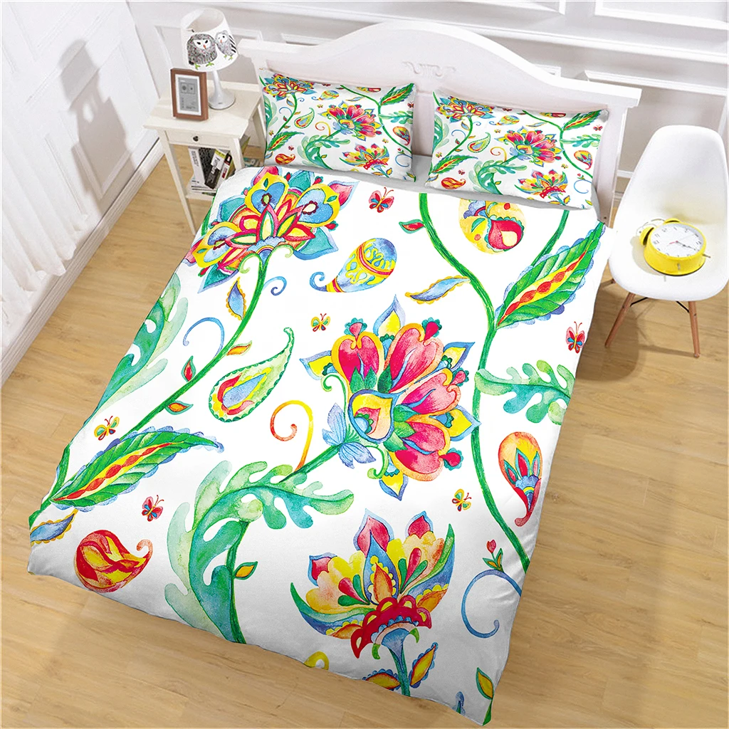 Flower Bedding Sets Queen Size Duvet Cover and Pillowcase Set Kids Quilt Cover King Full Bed Comforters Set Home