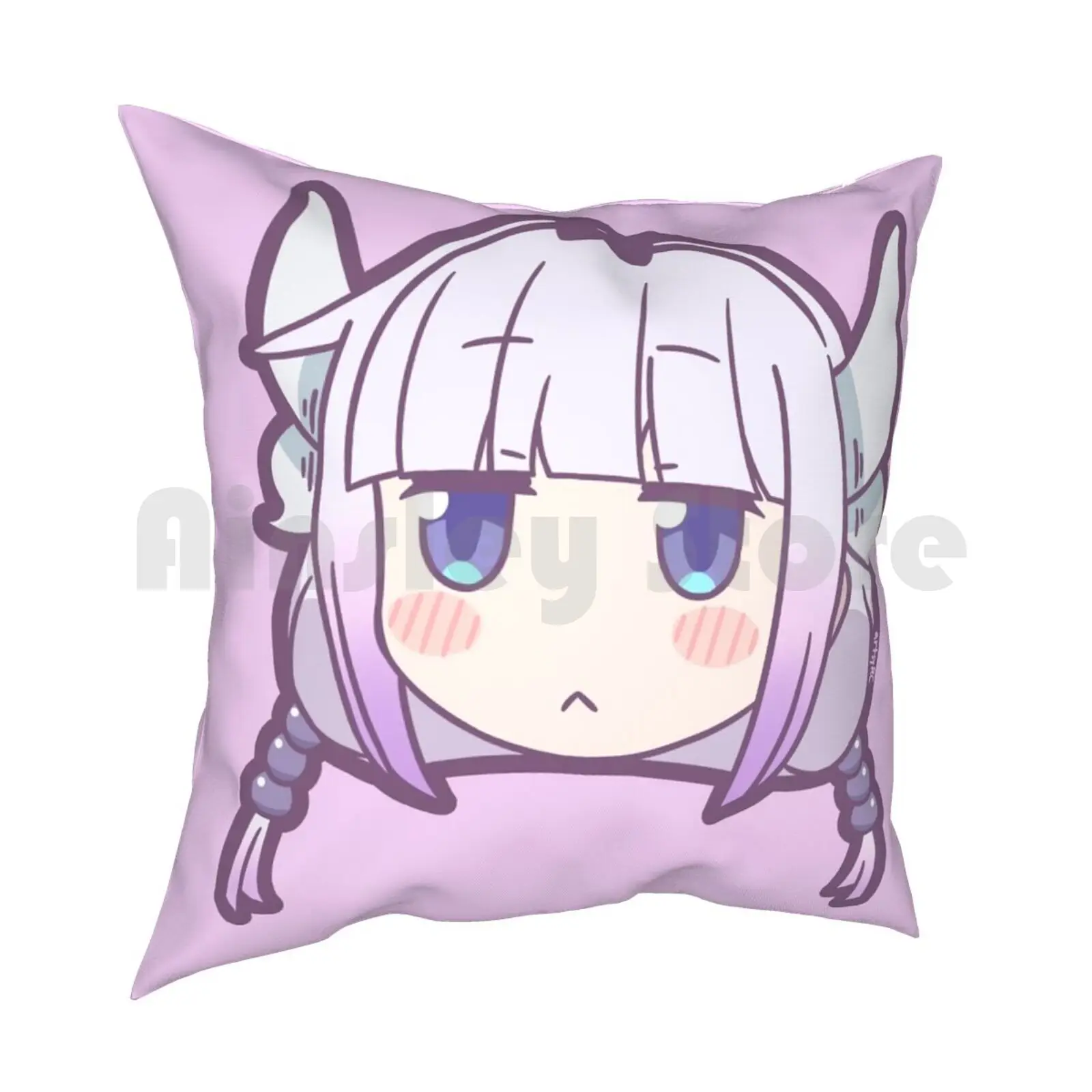 Chibi Kanna Pillow Case Printed Home Soft DIY Pillow cover Miss Kobayashis Dragon Maid Dragon Maid Maid Dragon Kanna Elma