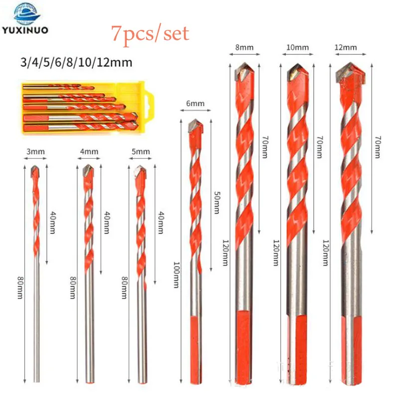 

Set 5PCS/7PCS Triangle Twist Tile Glass Drill Bits for Masonry Wood Stone Ceramic Concrete Brick Marble Wall Brick Hole Opener