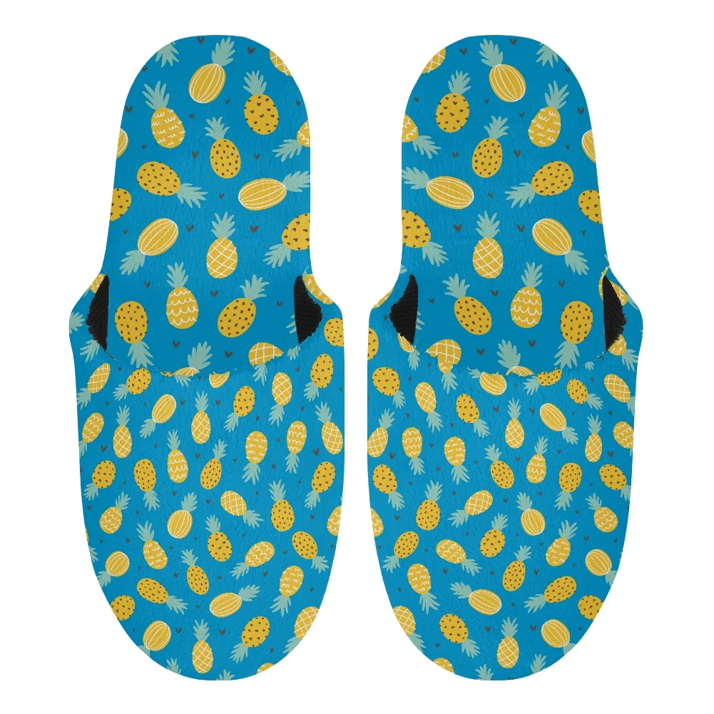 Bruydesigns – pantoufles antidérapantes en coton, chaussettes pour hommes, pantoufles en coton imprimé ananas, chaussures en peluche pour chambre à coucher, pantoufles de sol pour la maison, hiver