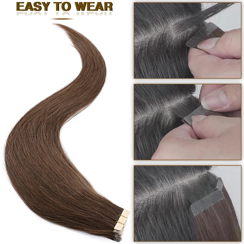 S-noilite Natural Hair Extensions 2.5g/pc Tape In Human Hair Adhesive Invisible Skin Weft Double Sides Glue In Hair Extensions