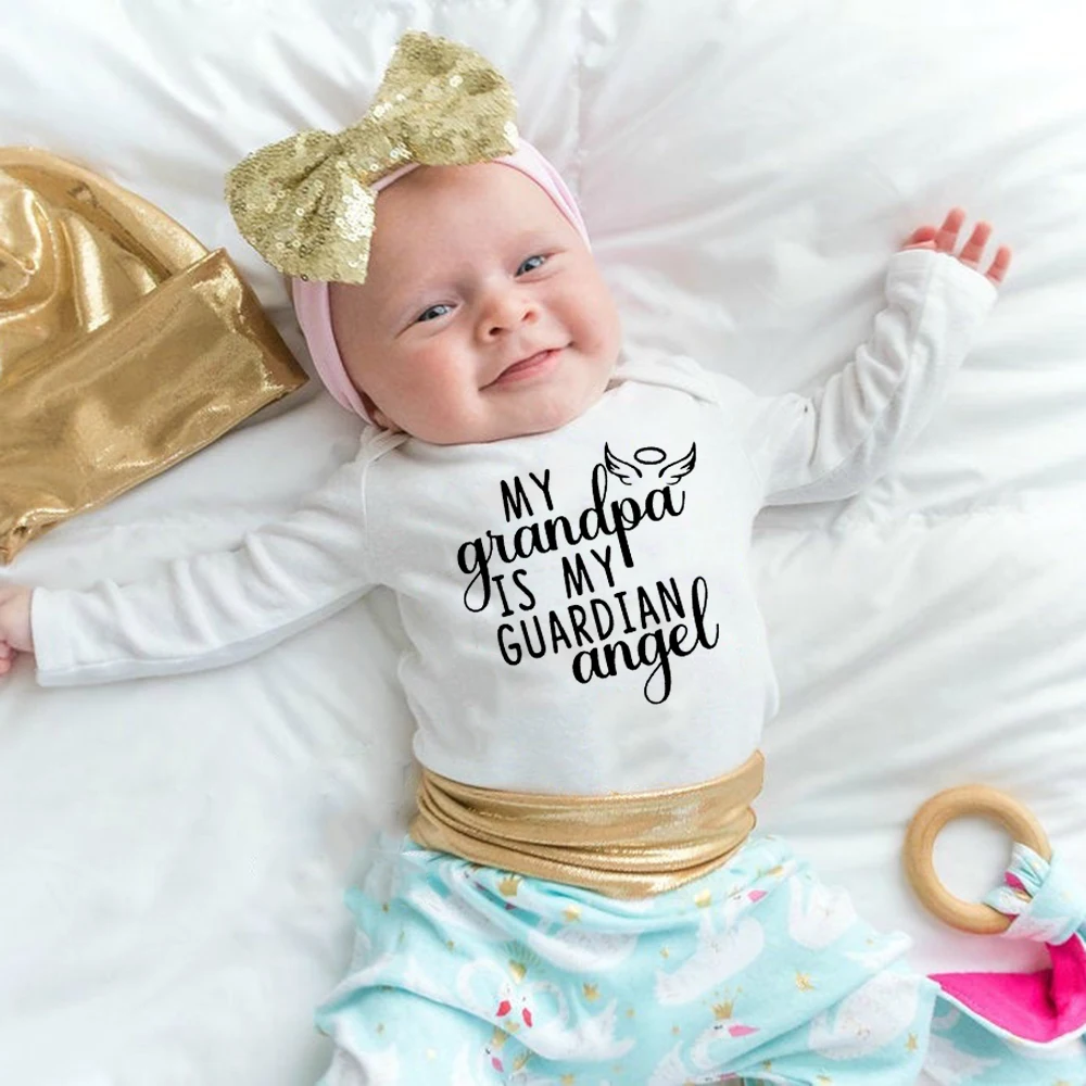 Guardian Angel Grandpa/uncle Baby Bodysuit In Memory of Grandpa Baby Shower Gift Guardian Angel Grandpa/uncle In Heaven