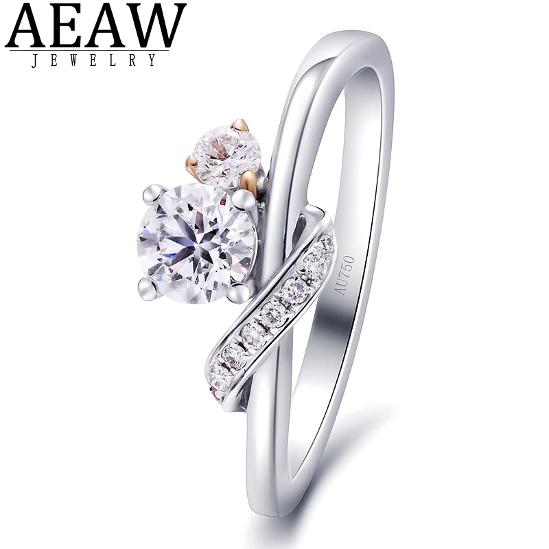 

100% Natural 0.3ct Main Real Diamond Engagement Ring Solid Real 10K White Rose Gold Unique Gift For Women Certificated