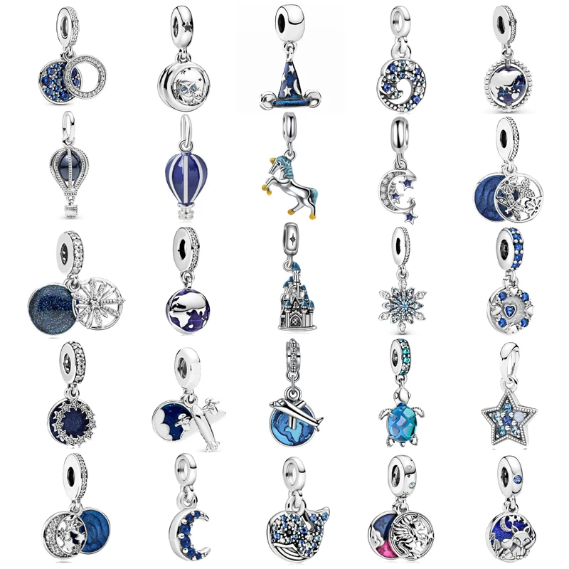 

New Fashion Charm Original Earth Balloon Blue Pendant Collection for Original Pandora Ladies Bracelet Jewelry Accessories Gifts