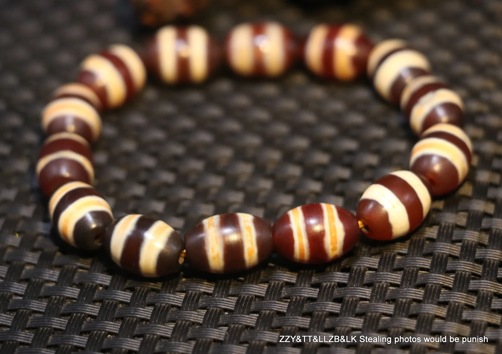 Energy Tibetan old Red Agate 2 Stripe Healer Medicine dZi Bead Amulet Bracelet A Talisman Treasure LKbrother Sauces