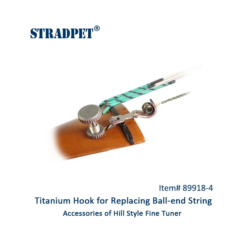 STRADPET Titanium HOOK for Ball-end String, Accessories of Hill Style Fine Tuner, For Violin & Viola, HOOK only without Tuner